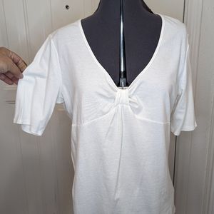 White Women's Top Size L New York & Co Short Sleeves Vintage